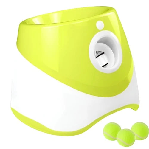 Automatic Dog Ball Launcher Adjustable Fun with 3 Tennis Balls Silly Pickle